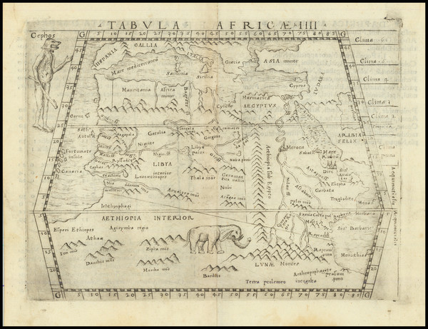 87-North Africa and East Africa Map By Giacomo Gastaldi