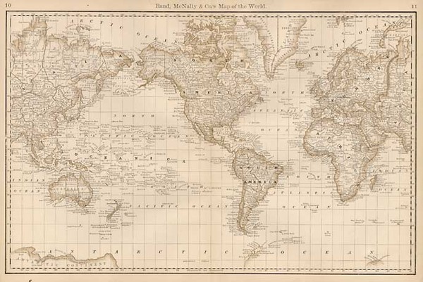 65-World and World Map By William Rand  &  Andrew McNally