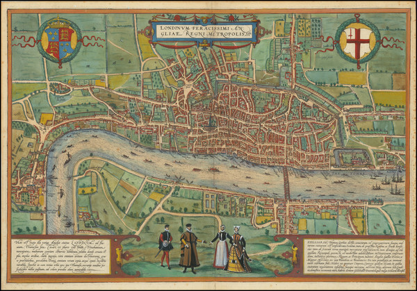 87-London Map By Georg Braun  &  Frans Hogenberg