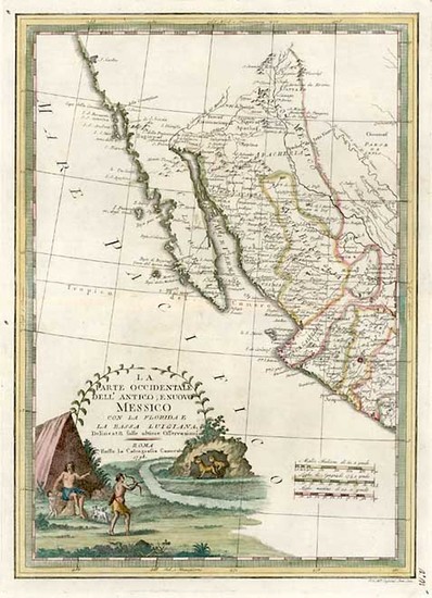 80-Texas, Southwest, Baja California and California Map By Giovanni Maria Cassini