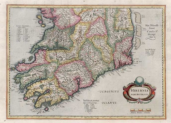 53-Ireland Map By Henricus Hondius