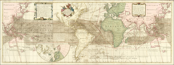 80-World, Atlantic Ocean, Pacific and Australia Map By Reiner & Joshua Ottens / Edmond Halley