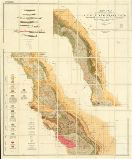 67-California and Geological Map By A. Hoen & Co.
