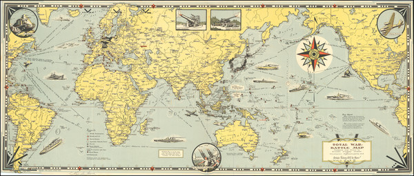 73-World, Pictorial Maps and World War II Map By Ernest Dudley Chase