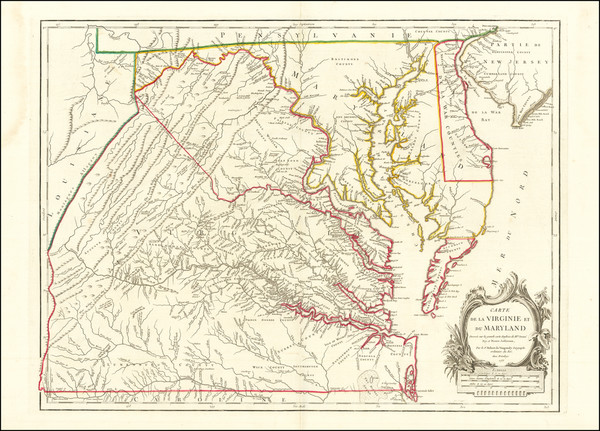 27-Mid-Atlantic, Maryland, Southeast and Virginia Map By Gilles Robert de Vaugondy