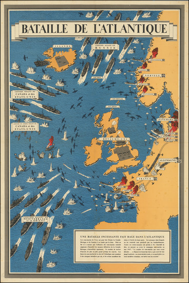 100-Europe, British Isles, France, Iceland, Pictorial Maps, World War II and Germany Map By Frederi