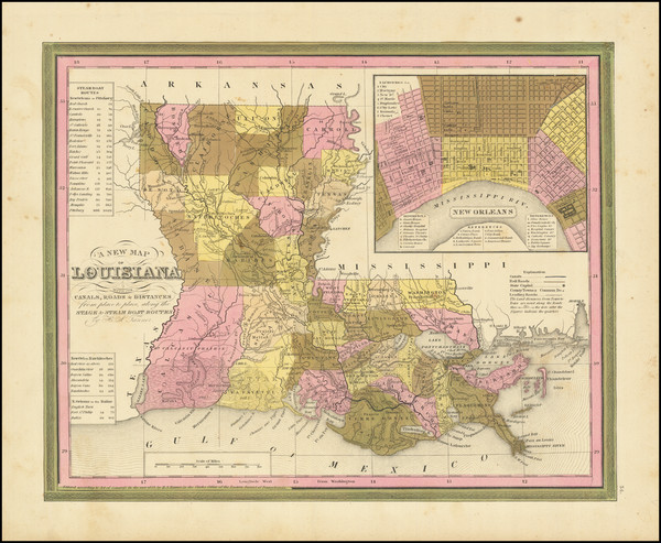 69-Louisiana and New Orleans Map By Henry Schenk Tanner