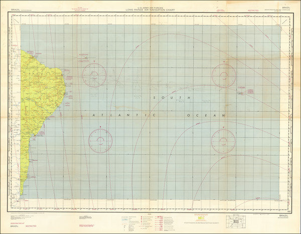 66-Atlantic Ocean and Brazil Map By U.S. Army Air Forces Aeronautical Chart Service