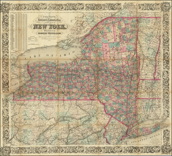 2-New York State Map By G.W.  & C.B. Colton