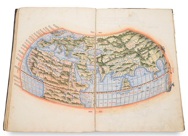 Liber geographiae cum tabulis et universali figura et cum additione locorum quae a recentioribus reperta sunt.