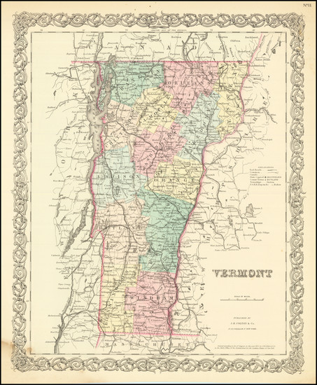 11-Vermont Map By Joseph Hutchins Colton