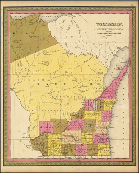 40-Wisconsin Map By Samuel Augustus Mitchell