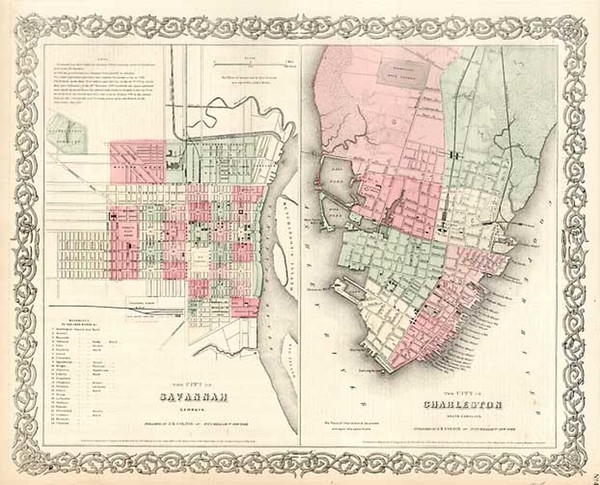 96-Southeast Map By Joseph Hutchins Colton