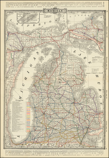 53-Michigan Map By George F. Cram