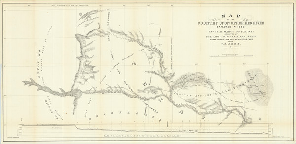 23-Texas and Oklahoma & Indian Territory Map By R.B. Marcy