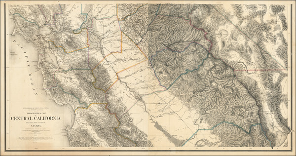 40-California Map By Charles F. Hoffmann / Josiah Dwight Whitney