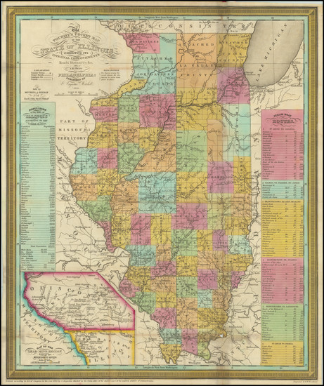 86-Illinois Map By Samuel Augustus Mitchell