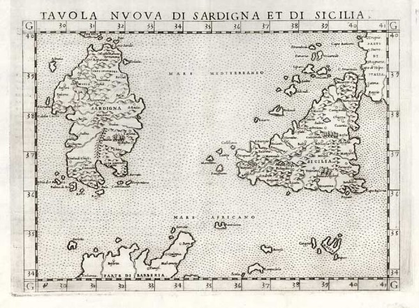 42-Europe, Italy, Mediterranean and Balearic Islands Map By Girolamo Ruscelli