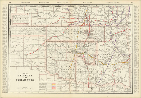 96-Oklahoma & Indian Territory Map By George F. Cram