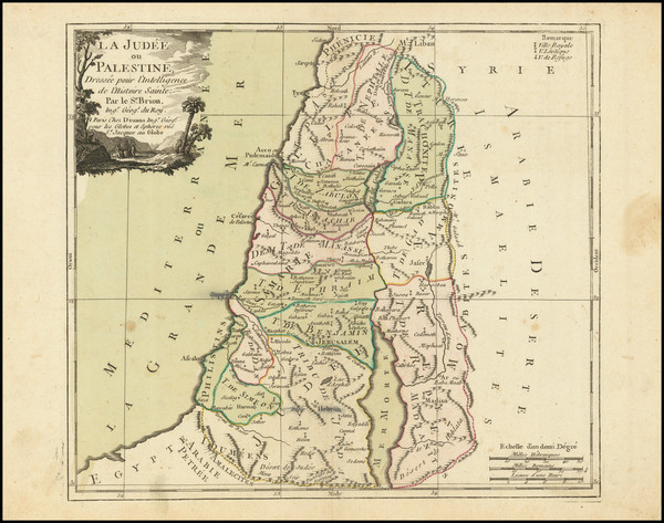 77-Holy Land Map By Louis Brion de la Tour