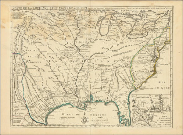 63-United States, South, Southeast, Texas, Midwest and Plains Map By Guillaume De L'Isle