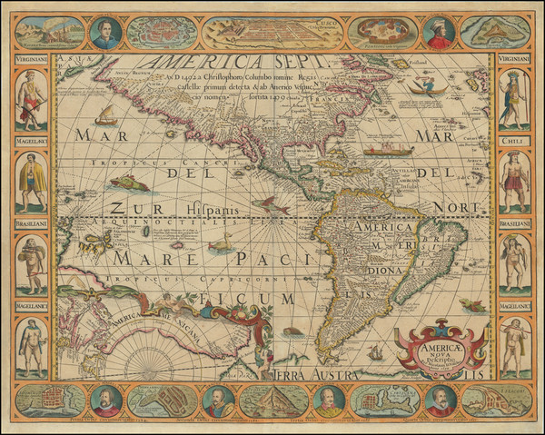 99-America Map By Pieter van den Keere / Nicolaes Visscher I