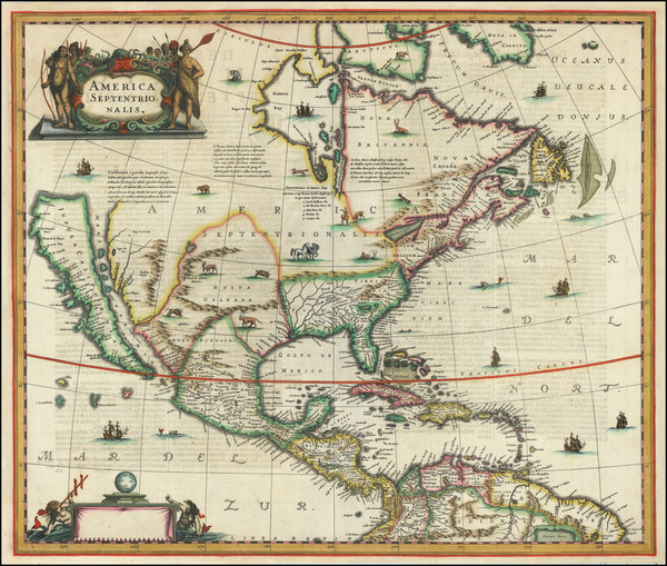 51-North America and California as an Island Map By Henricus Hondius