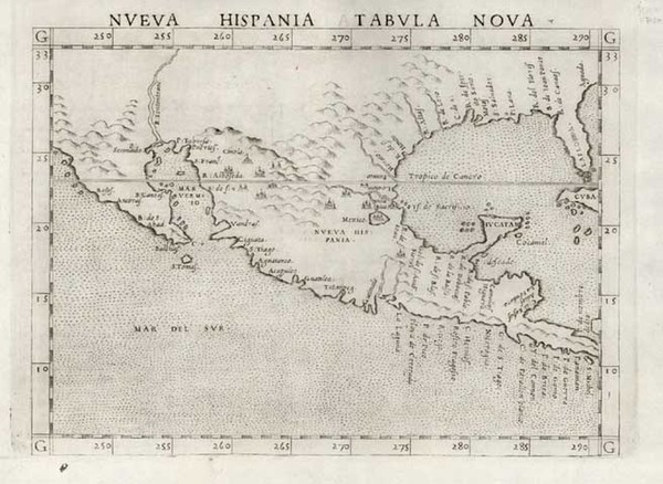 45-South, Southeast, Southwest and Mexico Map By Girolamo Ruscelli