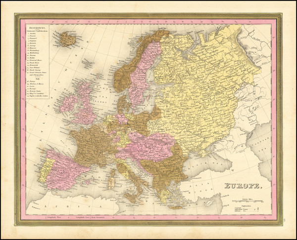 88-Europe Map By Samuel Augustus Mitchell