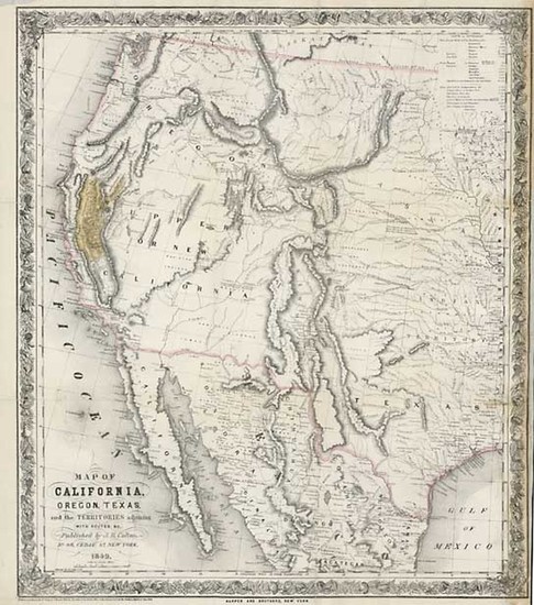 52-Texas, Southwest, Rocky Mountains and California Map By Joseph Hutchins Colton