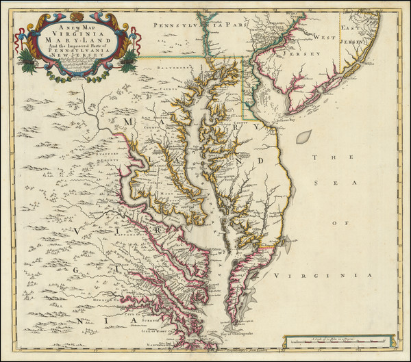 15-Mid-Atlantic, Maryland, Delaware and Virginia Map By John Senex