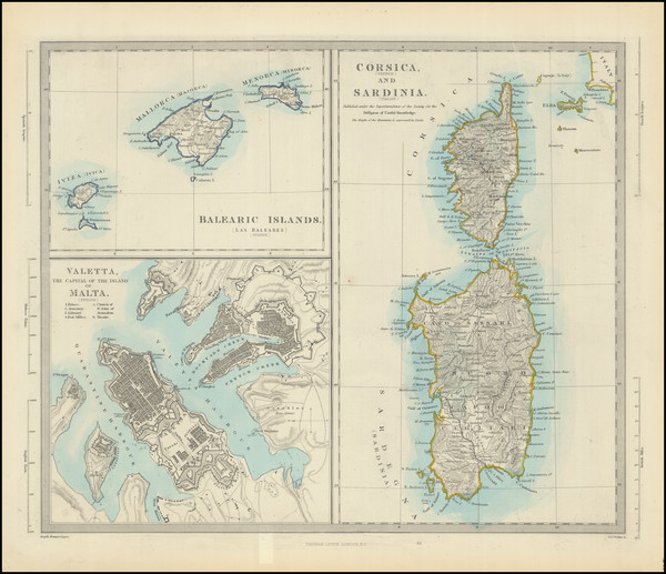 95-Malta, Sardinia, Sicily and Balearic Islands Map By Letts