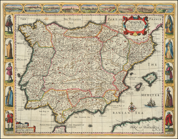 55-Spain and Portugal Map By John Speed