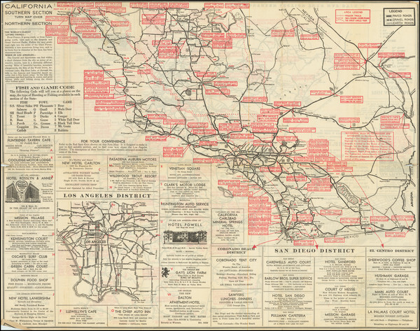 45-California Map By U.S. Tourist Service