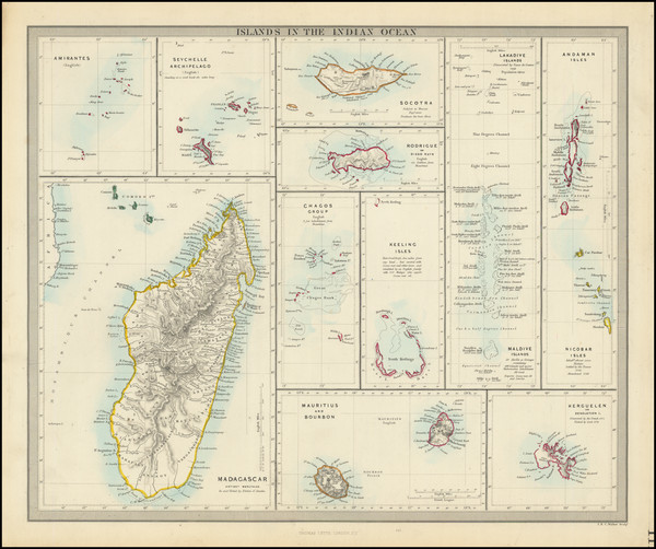 61-Indian Ocean and African Islands, including Madagascar Map By Letts