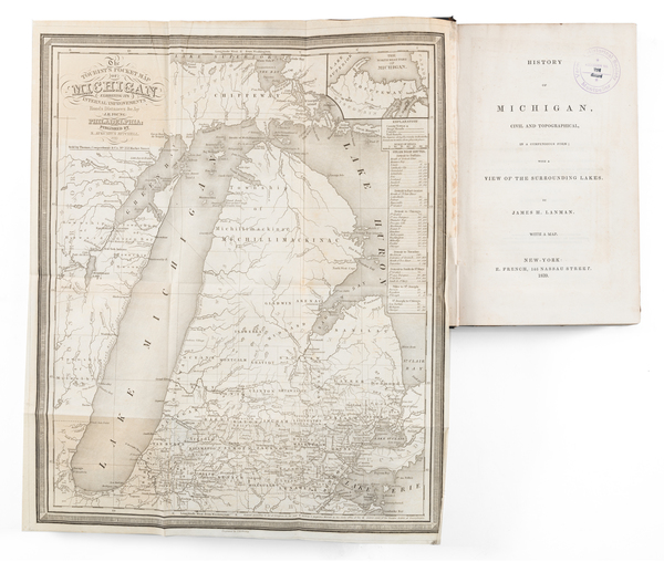 100-Michigan and Rare Books Map By James H. Lanman / J.H. Young