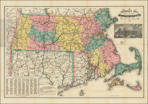 13-Massachusetts and Boston Map By Benjamin B. Russell