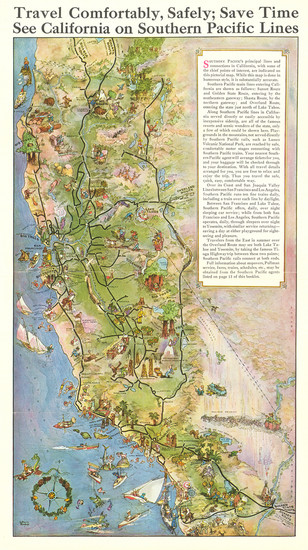 94-Pictorial Maps and California Map By Southern Pacific Company / Lewis Rothe