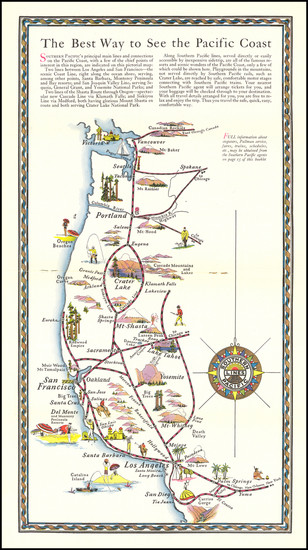 20-United States, Pacific Northwest and California Map By Southern Pacific Railroad Company