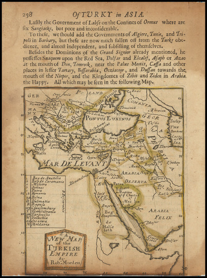 91-Turkey, Middle East and Turkey & Asia Minor Map By Robert Morden