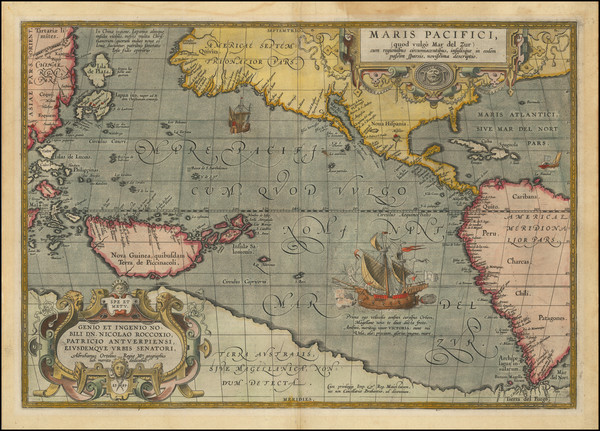 5-Western Hemisphere, Japan, Pacific, Australia and America Map By Abraham Ortelius