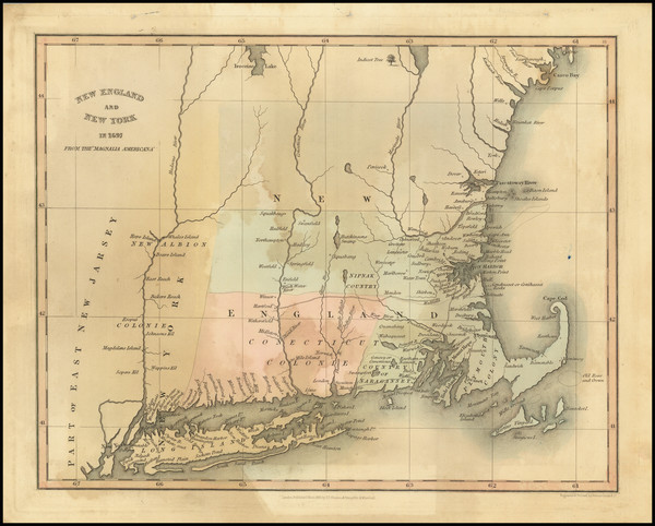 43-New England, Connecticut, Maine, Massachusetts and New Hampshire Map By Hinton, Simpkin & M