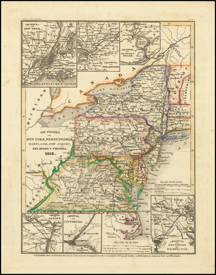 73-New York State, Mid-Atlantic, Pennsylvania, West Virginia, Southeast and Virginia Map By Joseph