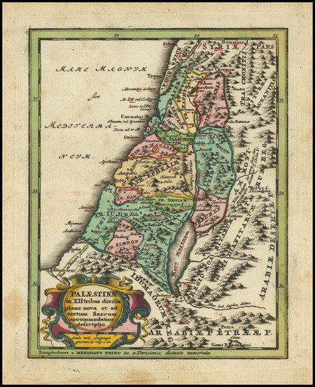 93-Holy Land Map By Adam Friedrich Zurner / Johann Christoph Weigel