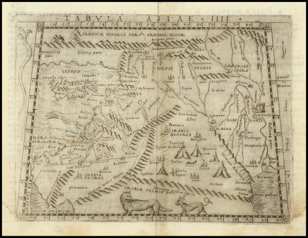 36-Middle East and Holy Land Map By Giacomo Gastaldi