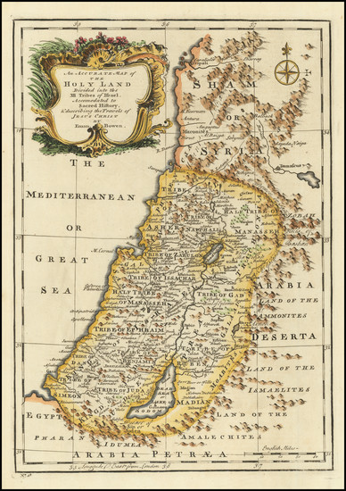 17-Holy Land Map By Emanuel Bowen