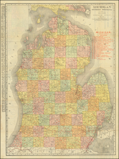 15-Michigan Map By Rand McNally & Company