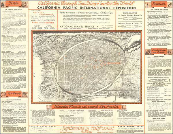 44-Pictorial Maps, California and Los Angeles Map By William Eddy