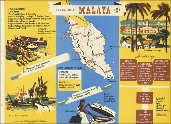 73-Singapore, Malaysia and Pictorial Maps Map By British Society For International Understanding