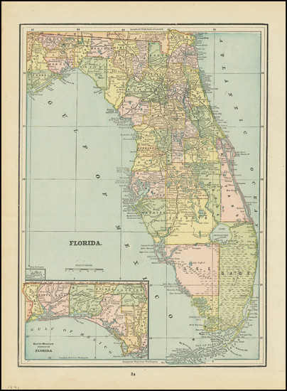 17-Florida Map By George F. Cram